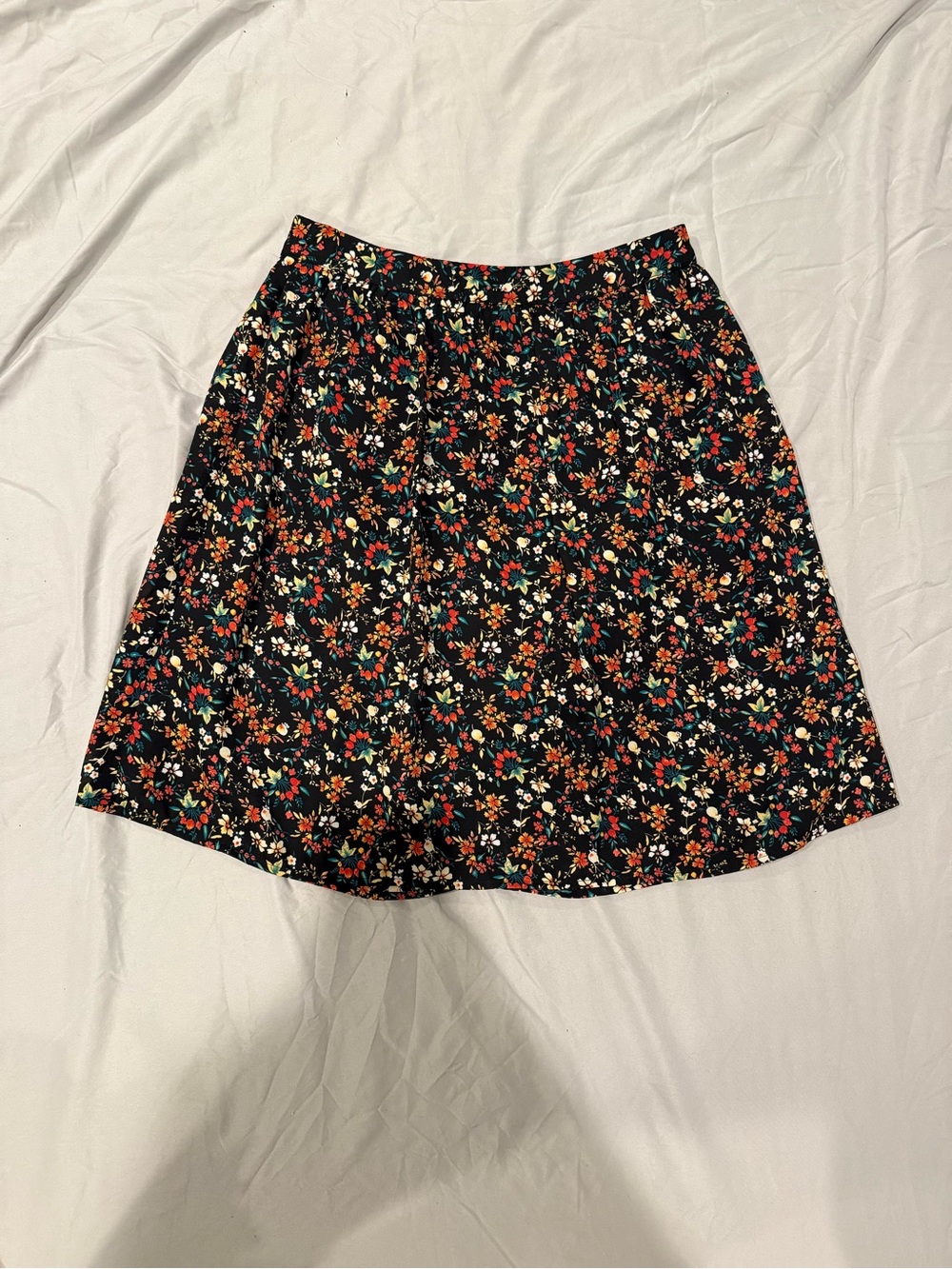 J.Crew Mercantile Floral A-Line Skirt Black Multi Size 6